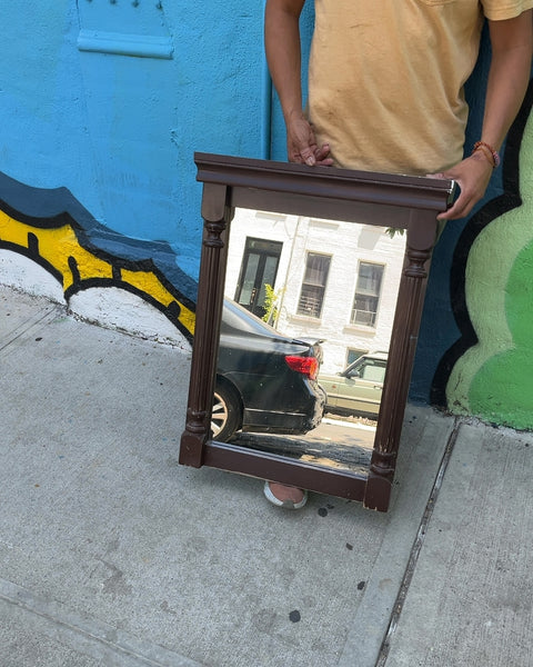 Brown Wood Framed Mirror, W22xH30"