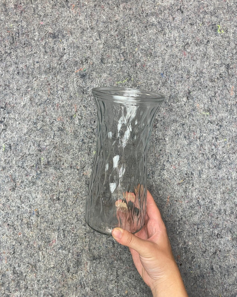 Clear Glass Wavy Vase