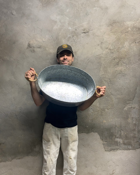 Galvanized Metal Oval Tub with Rope Handles, L21"