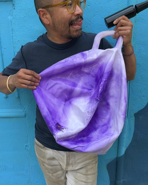 Purple and White Inflatable Hopper Ball with Pump
