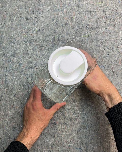Clear Glass Pitcher with White Lid