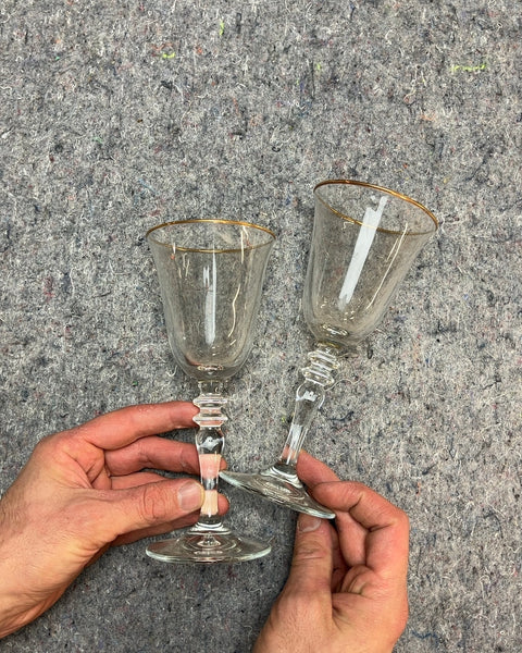 Two More Vintage Wine Glasses with Gold Trim