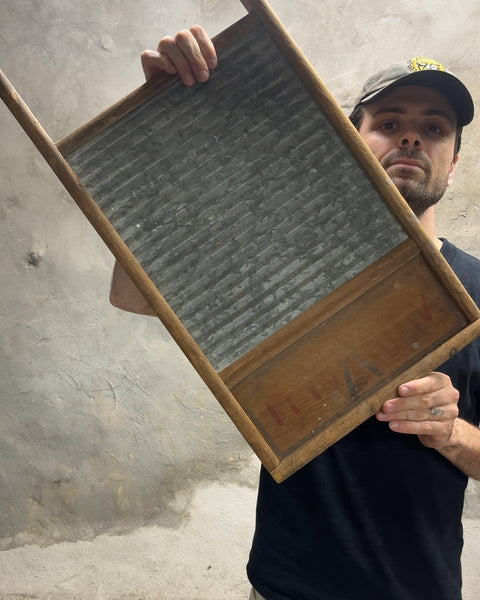 Vintage Wooden Wash Board, W13"