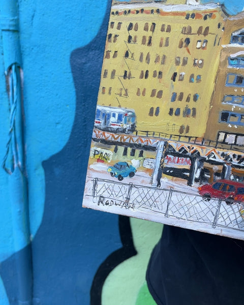 Vibrant New York City Street Scene Painting, 10x17"