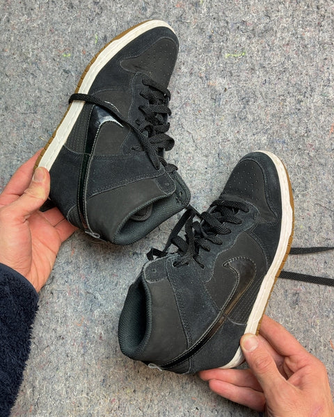 Nike Black Suede High Top Sneakers, Size US 7.5W or EU 38.5