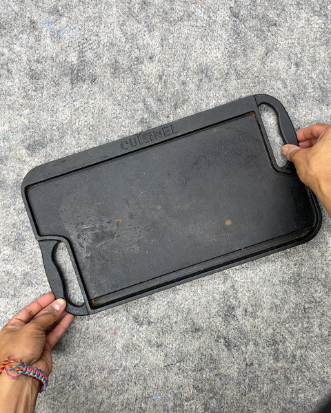 Cuisinel Reversible Cast Iron Grill and Griddle Pan, 17x8”