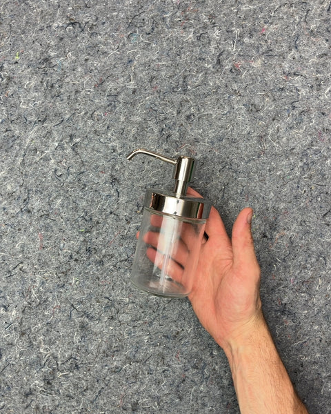 Clear Glass Soap Dispenser with Silver Pump