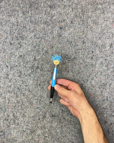Novelty Pen with Blue Hair Topper That Will Make You Look Super Serious