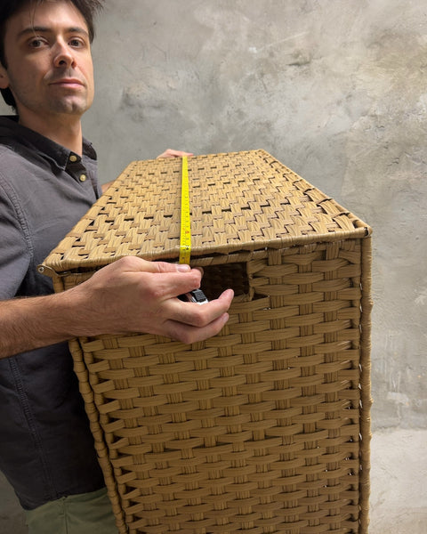 Foldable Woven Rattan Laundry Hamper with Lid, L34xW15xH23"