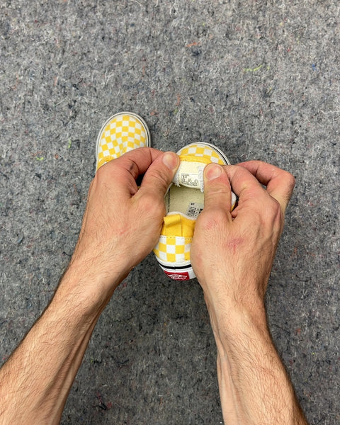 Vans Yellow Checkered Slip-On Shoes, Size US Kids 6