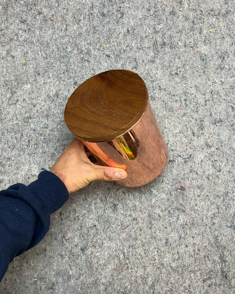 Copper Canister with Wood Lid