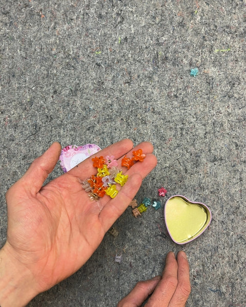 Tiny Mini Hair Clips with Heart Tin