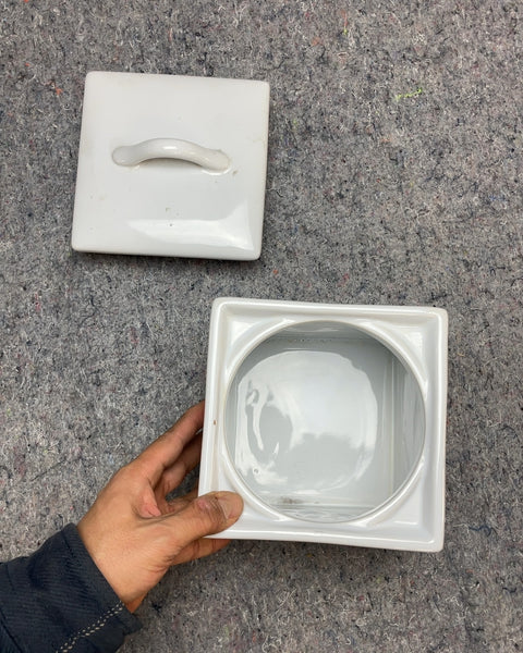 White Ceramic Flour Canister, 6x6x6"