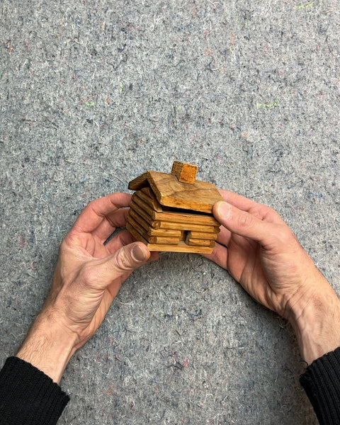 Vintage Wood Paine's Log Cabin Incense Burner