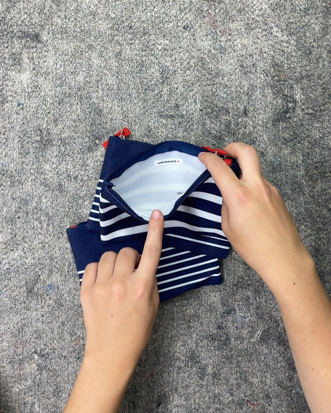Air France Striped Zipper Pouches