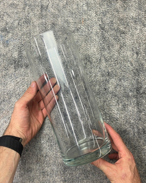 Very Tall Clear Glass Cylinder Vase, H12"