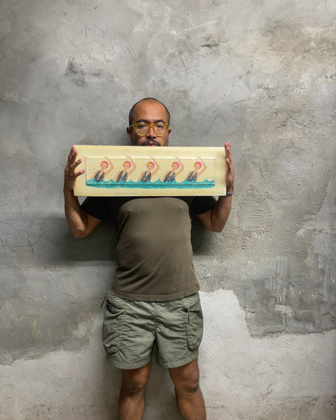 Synchronized Swimmers Painted Wooden Wall Art Plaque