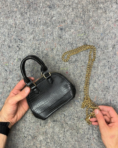 Urban Expressions Black Croc Embossed Mini Handbag