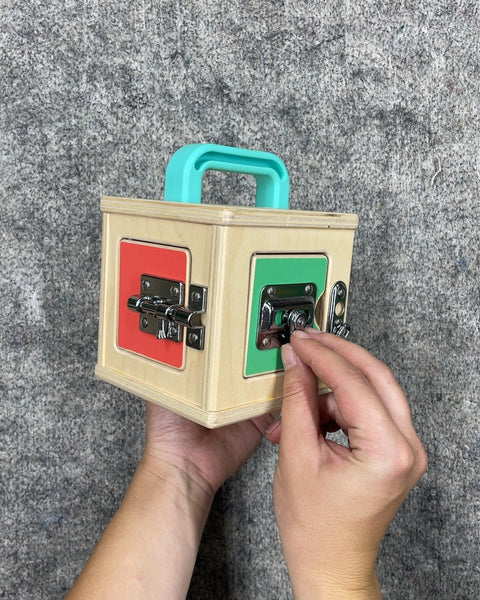 Wooden Activity Cube with Latches
