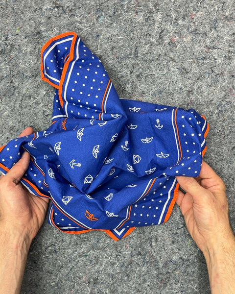 The Peacock Crew Blue and Orange Pocket Bandana