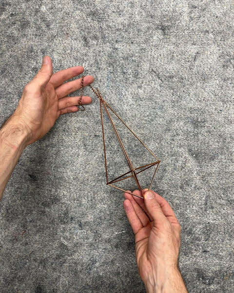 Copper Geometric Hanging Air Plant Holder, H9"