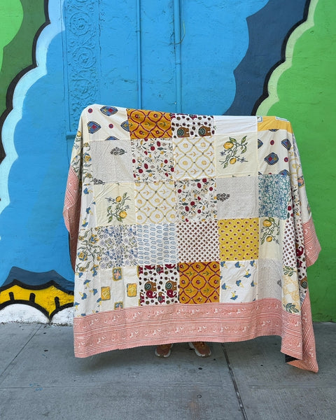 Very Pretty Patchwork Floral Quilted Blanket, 80x100"