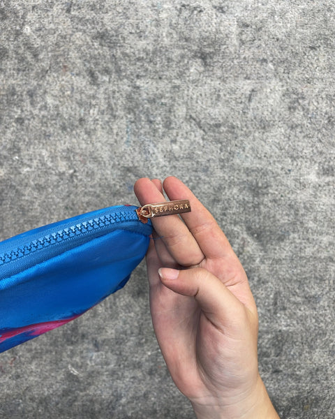 Sephora Blue and Pink Marble Print Cosmetic Pouch