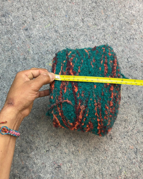 Huge Spool of Green and Orange Yarn