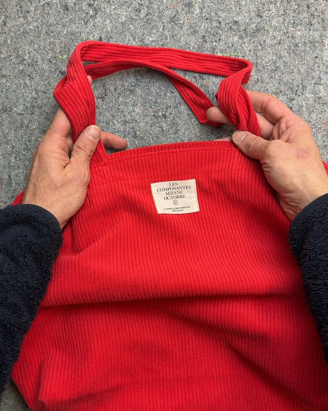 Sézane Larger Red Corduroy Tote Bag