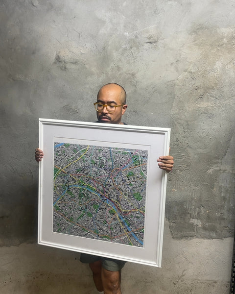 Super Nice Framed Map of Paris Print, 30x30"