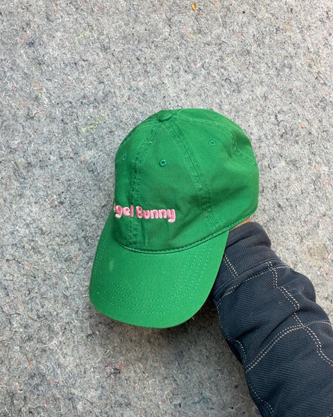 Green Baseball Cap with "Angel Bunny" Embroidery
