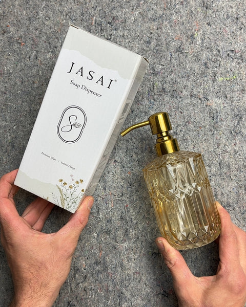 Jasai Glass Soap Dispenser with Gold Pump