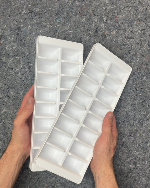 White Plastic Ice Cube Trays, Set of 2