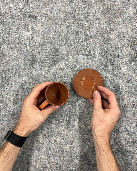 Cute Brown Ceramic Mug and Saucer Set For Your Espressos