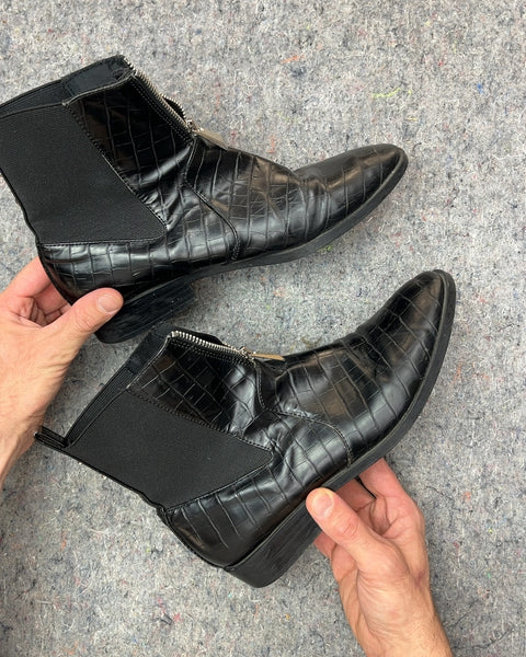 Stradivarius Crocodile-embossed Ankle Boots, Size EU 40