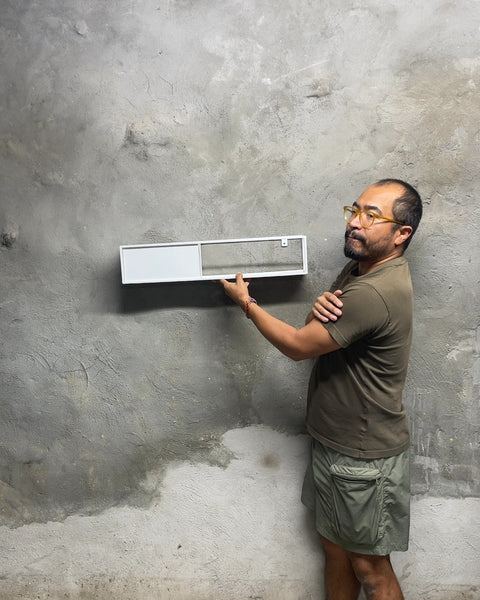 Metal Wall-Mounted Shelf with Container, 24x4.5x5"