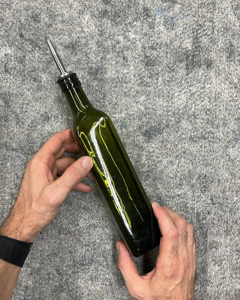 Green Glass Oil Dispenser Bottle