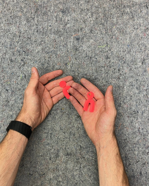 Red Abstract Drop Earrings