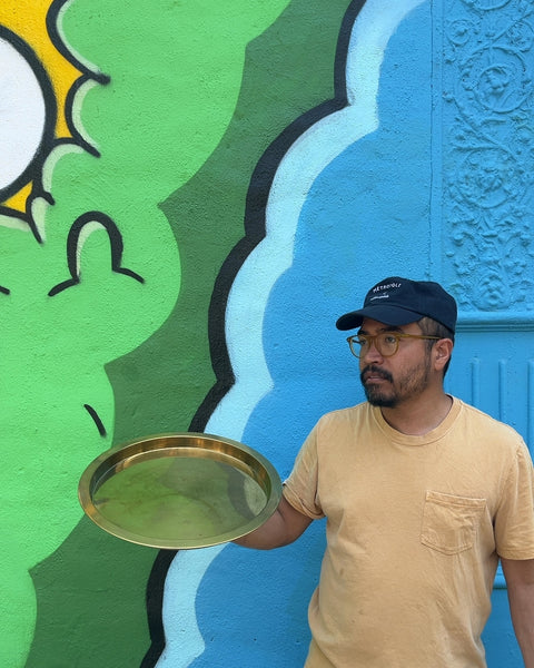 Round Brass Serving Tray, 15"