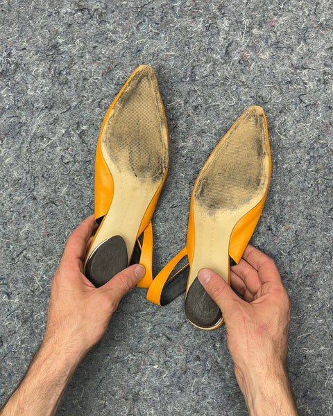 Zara Woman Orange Pointed Toe Slingback Heels, Size EU 40