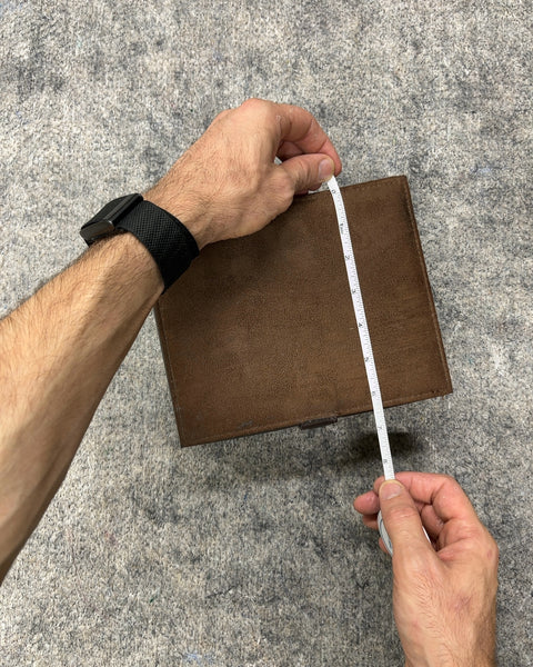 Brown Suede Hinged Valet Box with Snap Closure