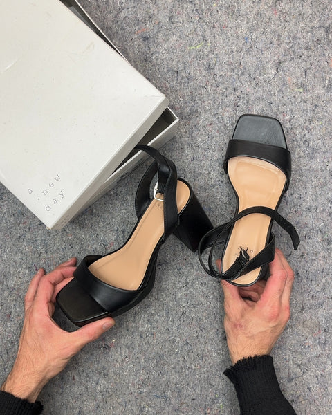 Brand New A New Day Women's Black Block Heel Sandals, Size 8