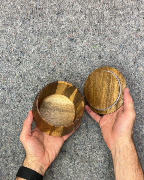 Wooden Bowl with Lid That Looks A Bit Like A Mushroom That Could Be Perfect For Your Salt