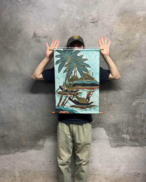 Tropical Island Boat Wall Hanging, 17x24"