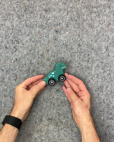 Cute Green Wooden Dinosaur Car Toy
