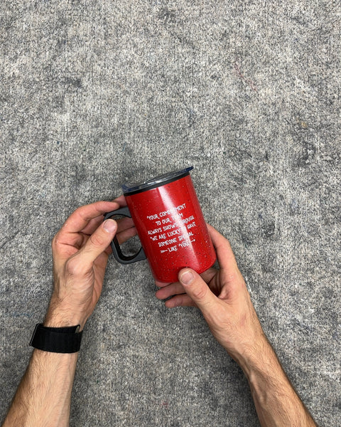Red Speckled Stainless Steel Travel Camp Mug with Lid