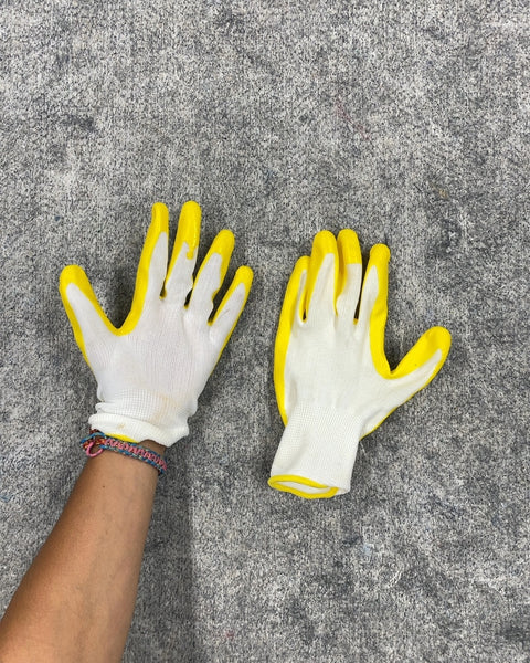 Yellow and White Work Gloves, Sz S/M