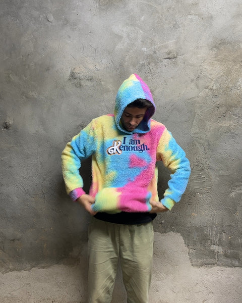 Tie Dye Fleece Hoodie "I Am Kenough", Size M