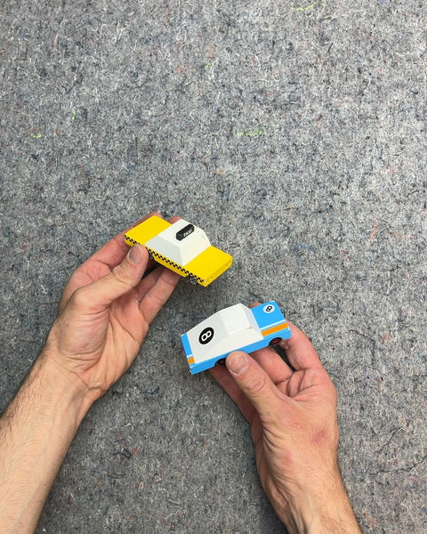 Wooden Toy Taxi and Race Car Set