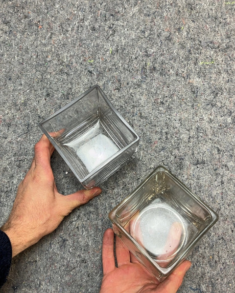 Duo Of Square Glass Vases